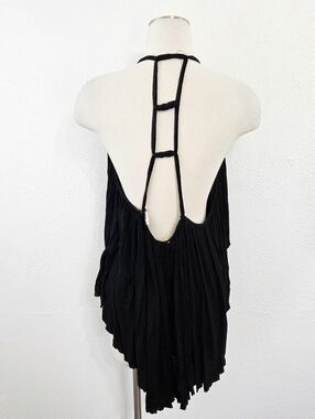 Free People black ladder back tank top flowy boho peasant women's size medium M